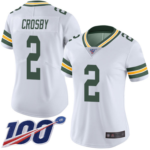 Green Bay Packers Limited White Women 2 Crosby Mason Road Jersey Nike NFL 100th Season Vapor Untouchable